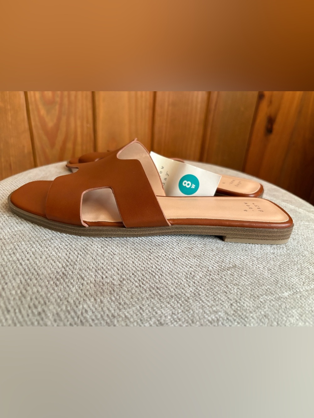 NWT, a new day Cognac Slide Sandals - Women's size 8 wide - Picture 2 of 4